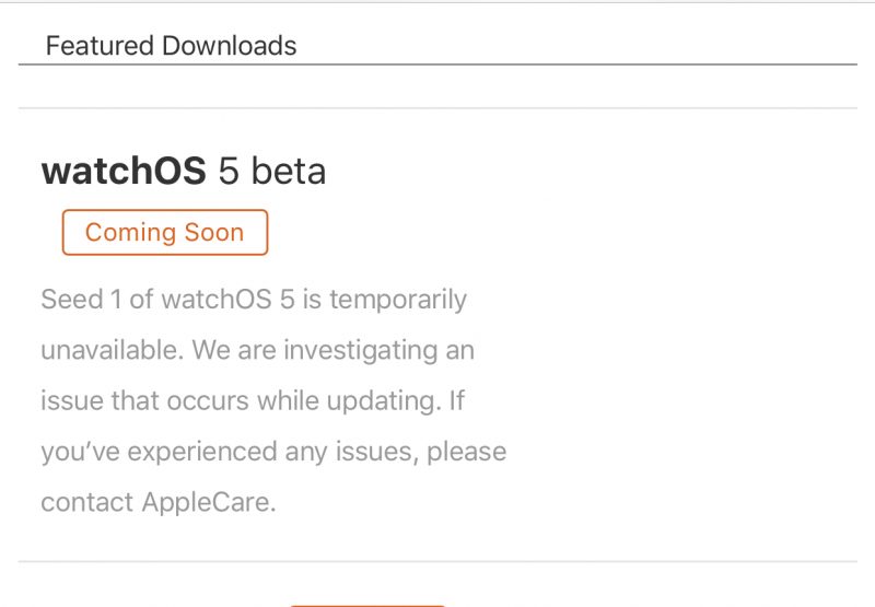 watchos 5 beta 1 pulled