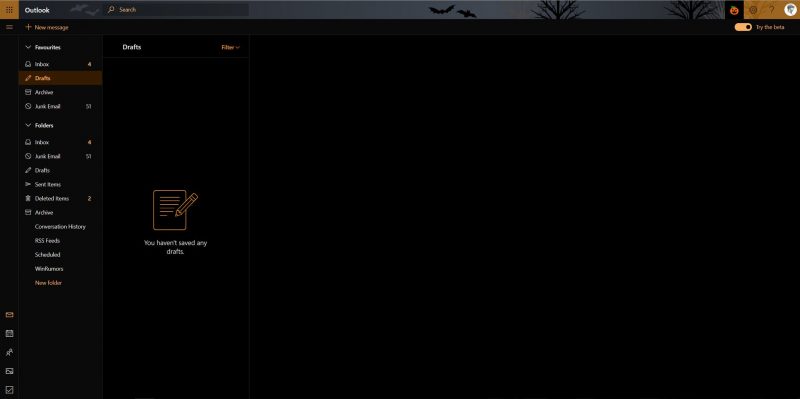 outlook halloween dark mode