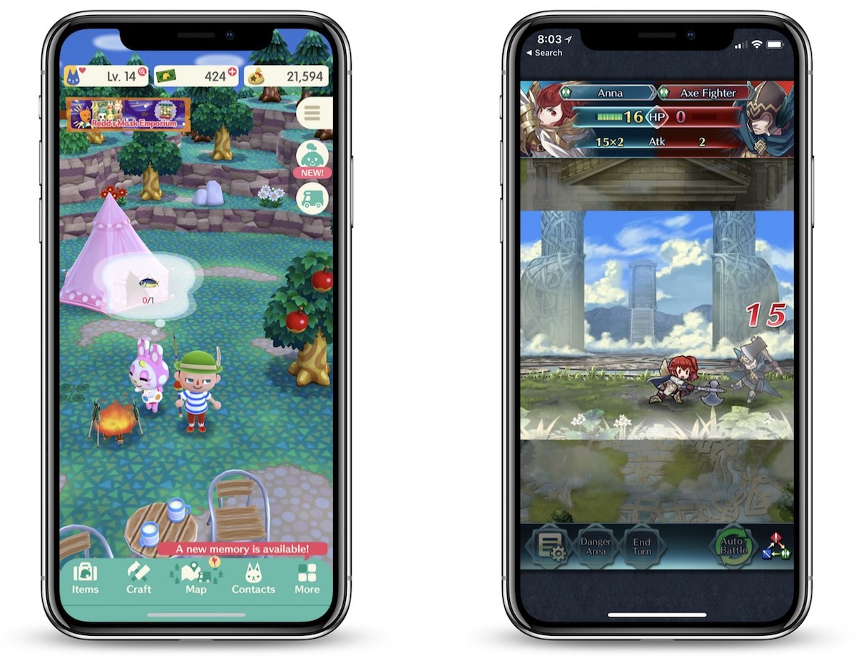 animal crossing and fire emblem ios