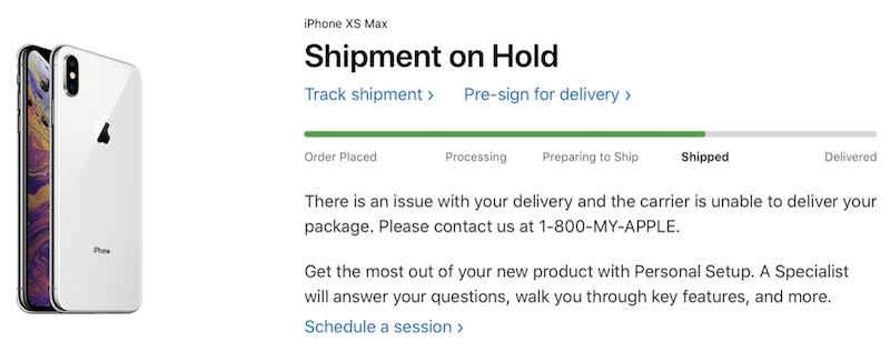 shipment on hold