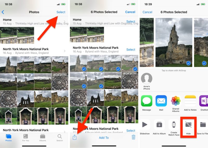 hide photos ios 12