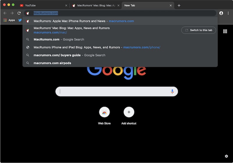 google chrome dark mode macos mojave 1