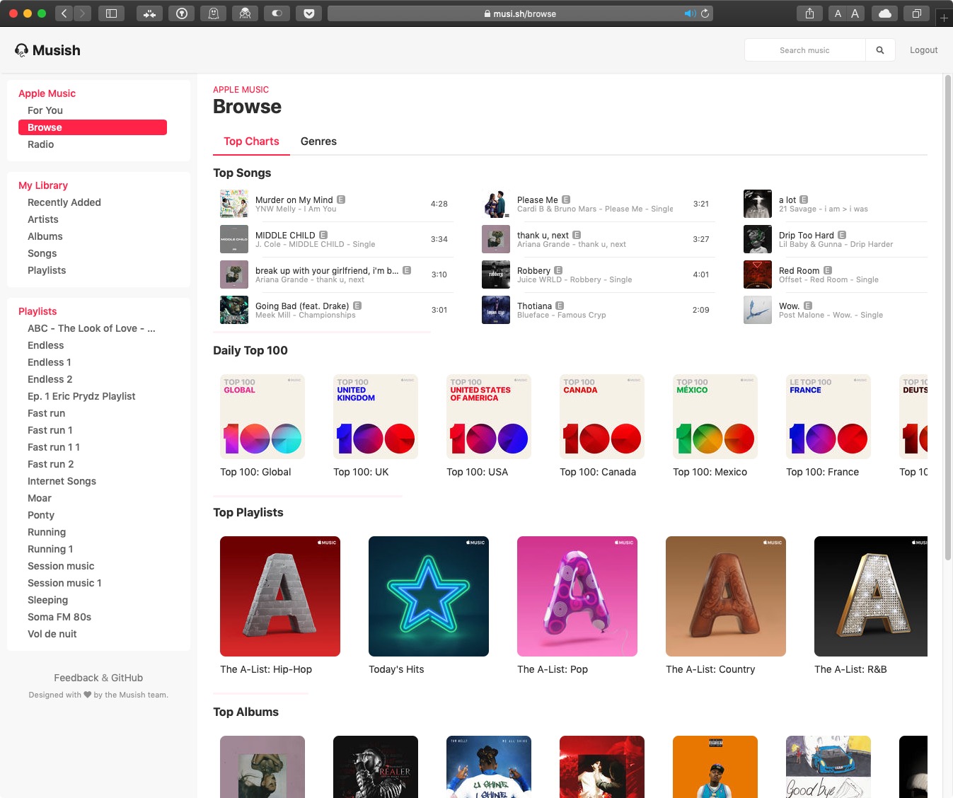 mushish web player for apple music interface 2