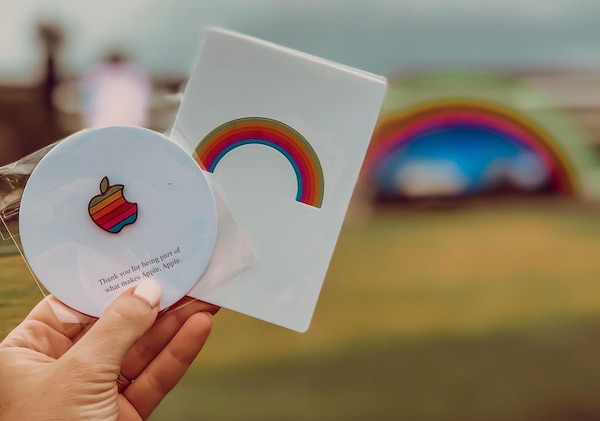 apple rainbow pin