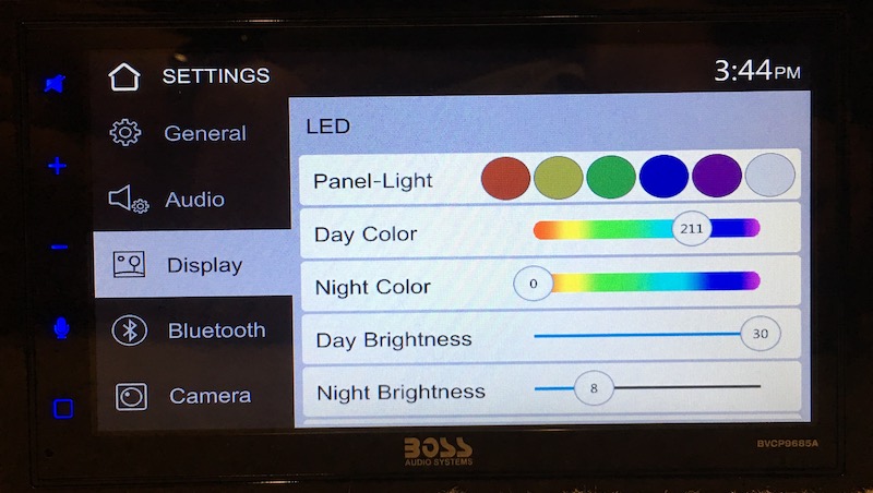 boss carplay color settings