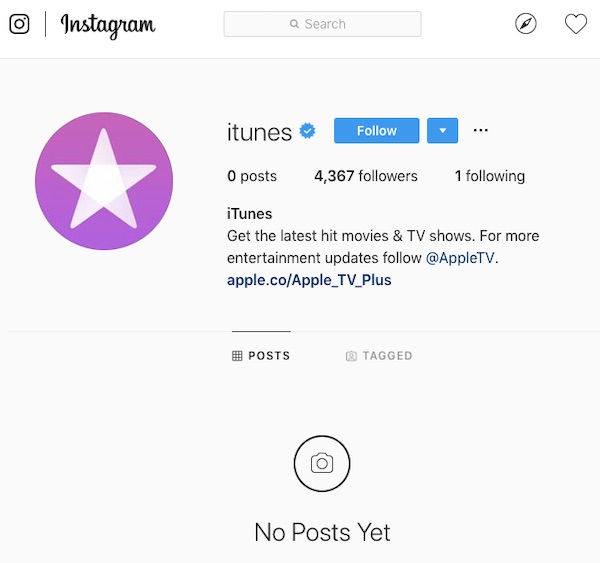 itunes instagram blank