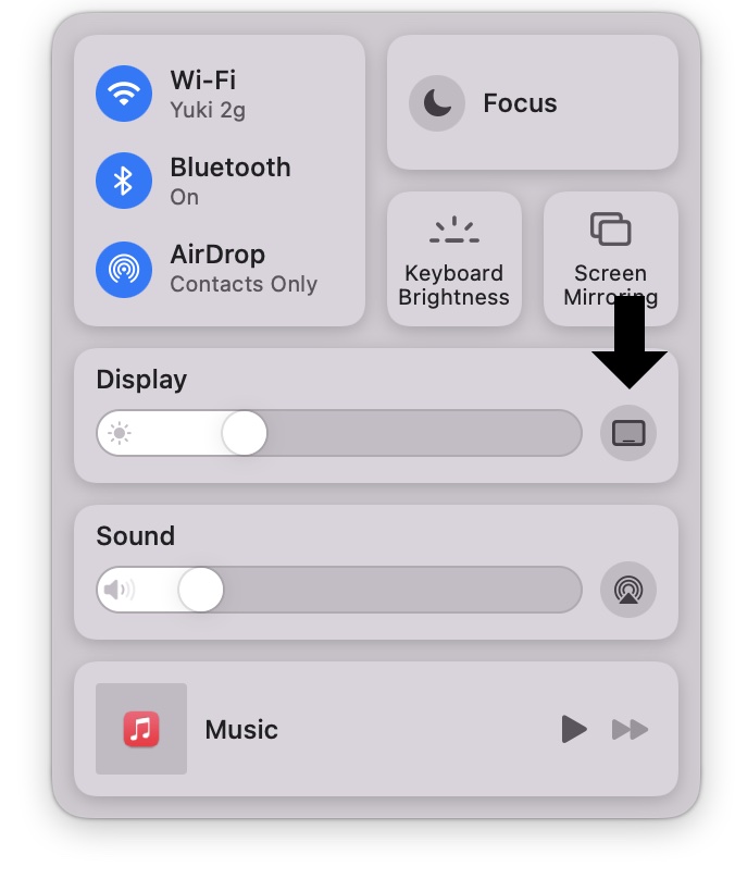 macos monterey control center display