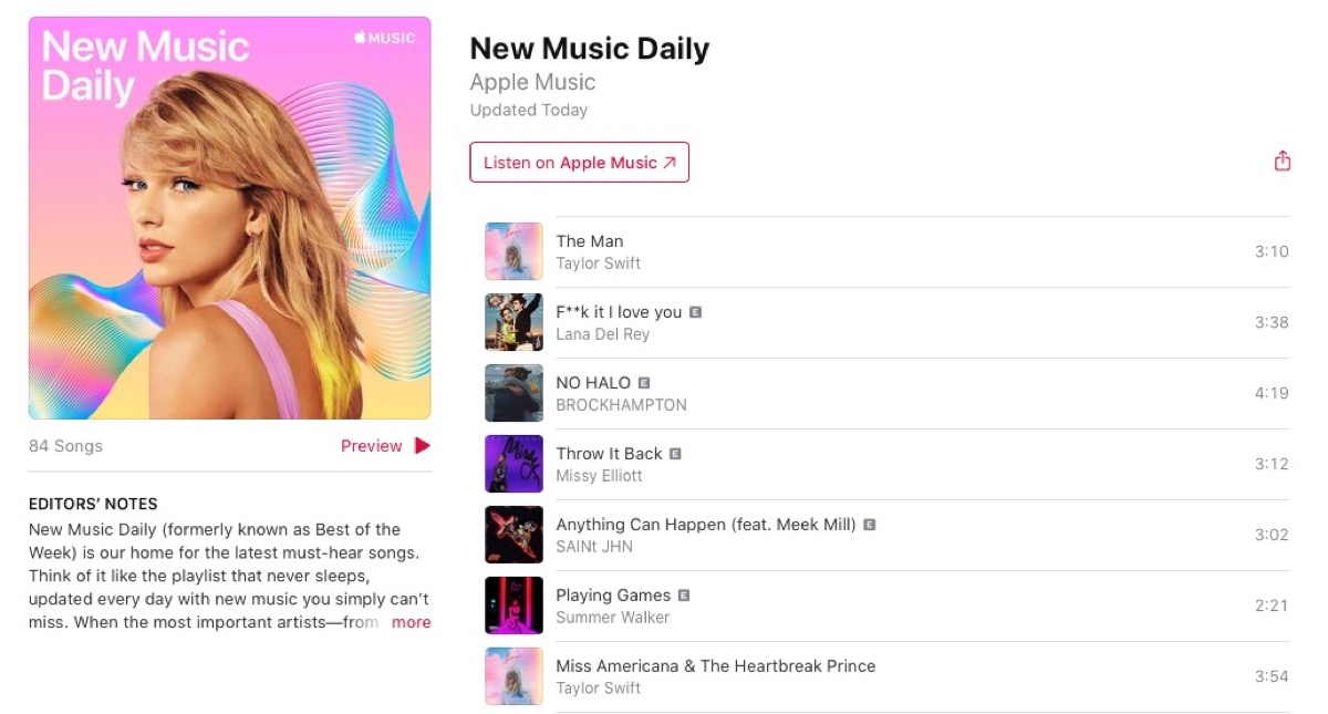 apple music new music daily playlist