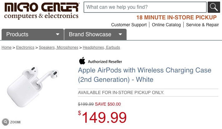 micro center airpods deal