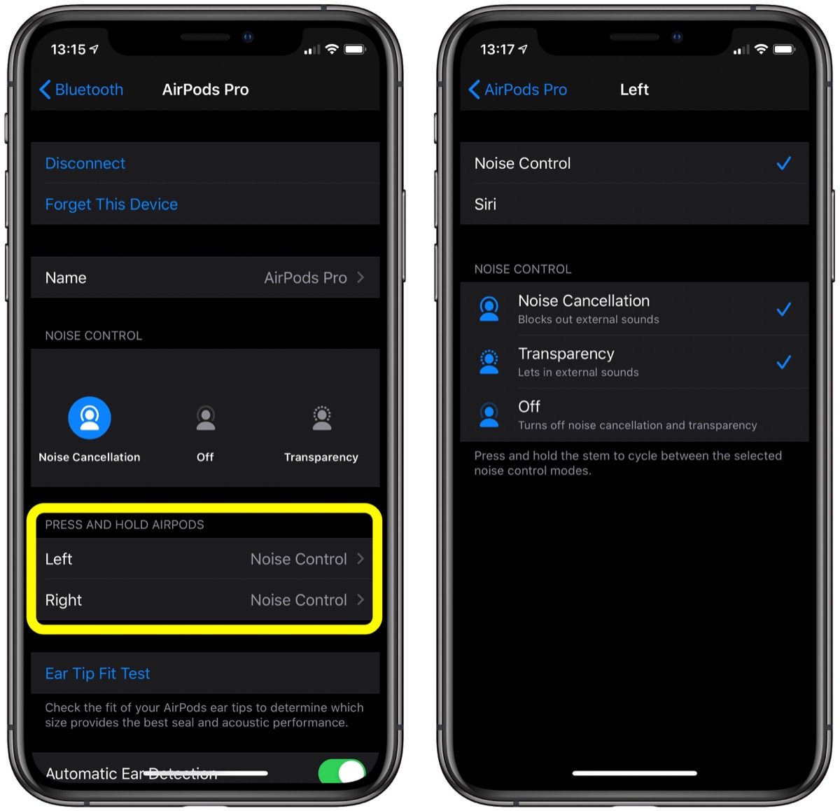 AirPods Pro gesture settings
