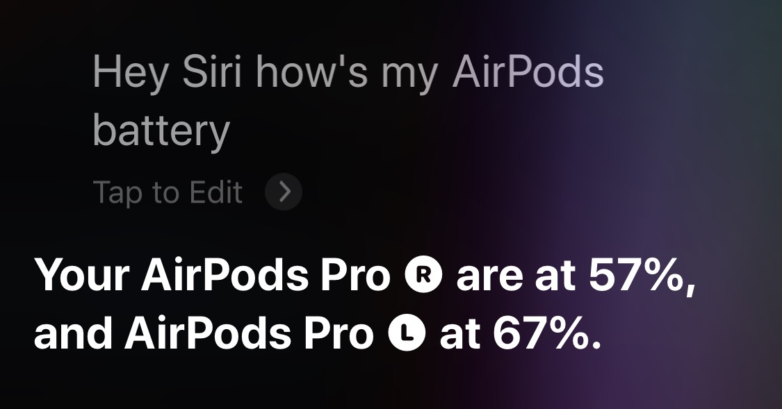 airpods pro ask siri battery