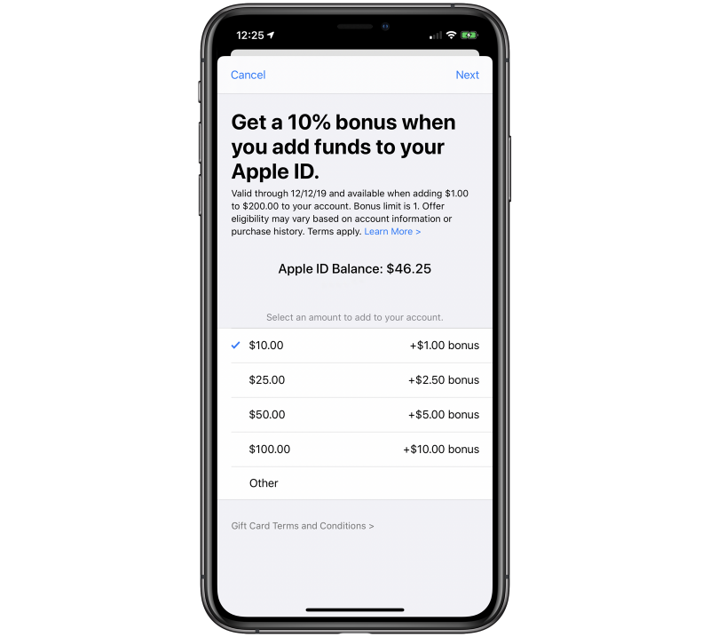 Apple Offers 10% Bonus iTunes Credit When Adding Funds to Apple ID