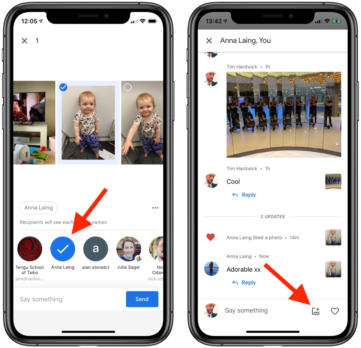 how to use messaging in google photos