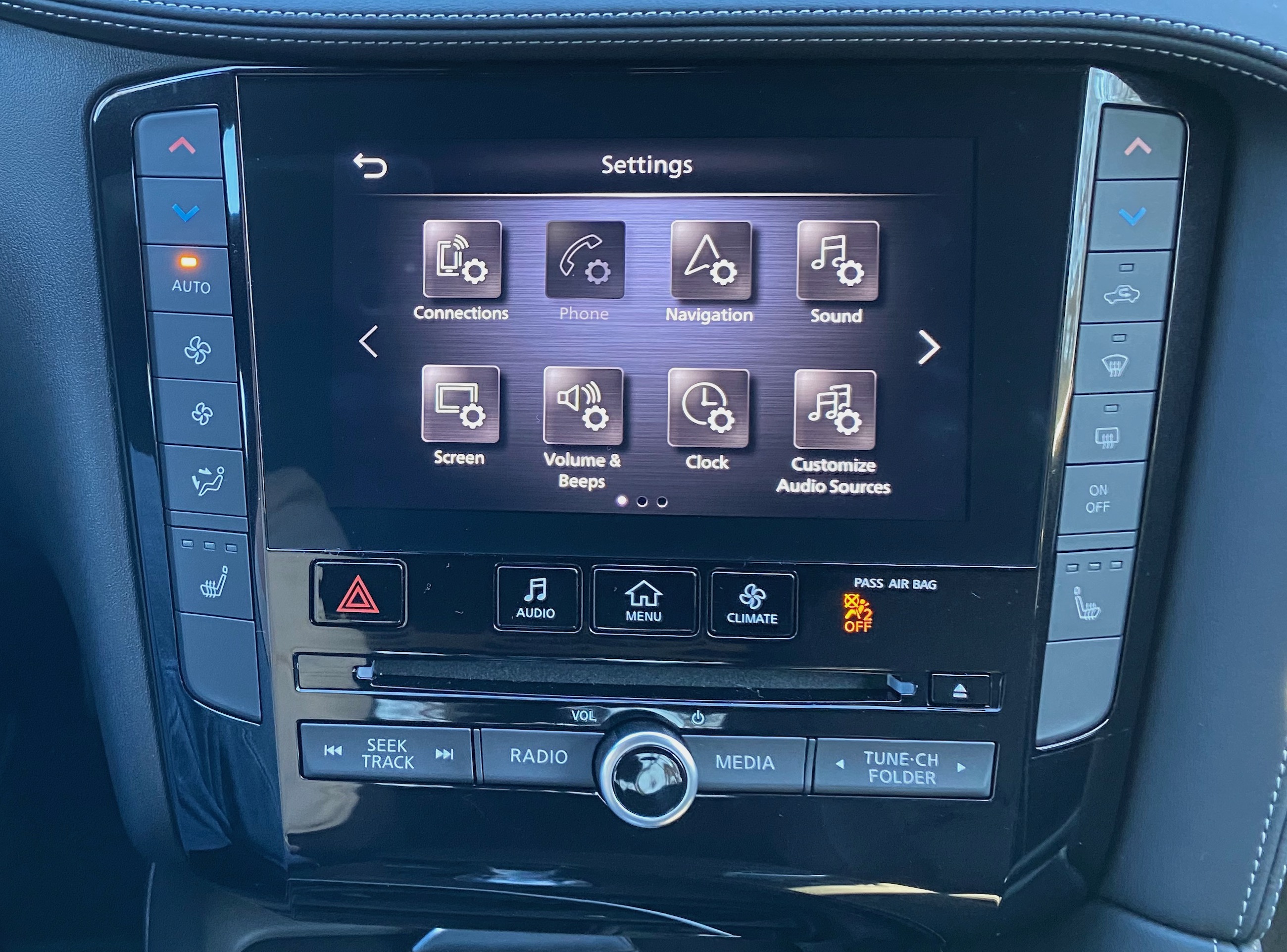 infiniti qx50 settings