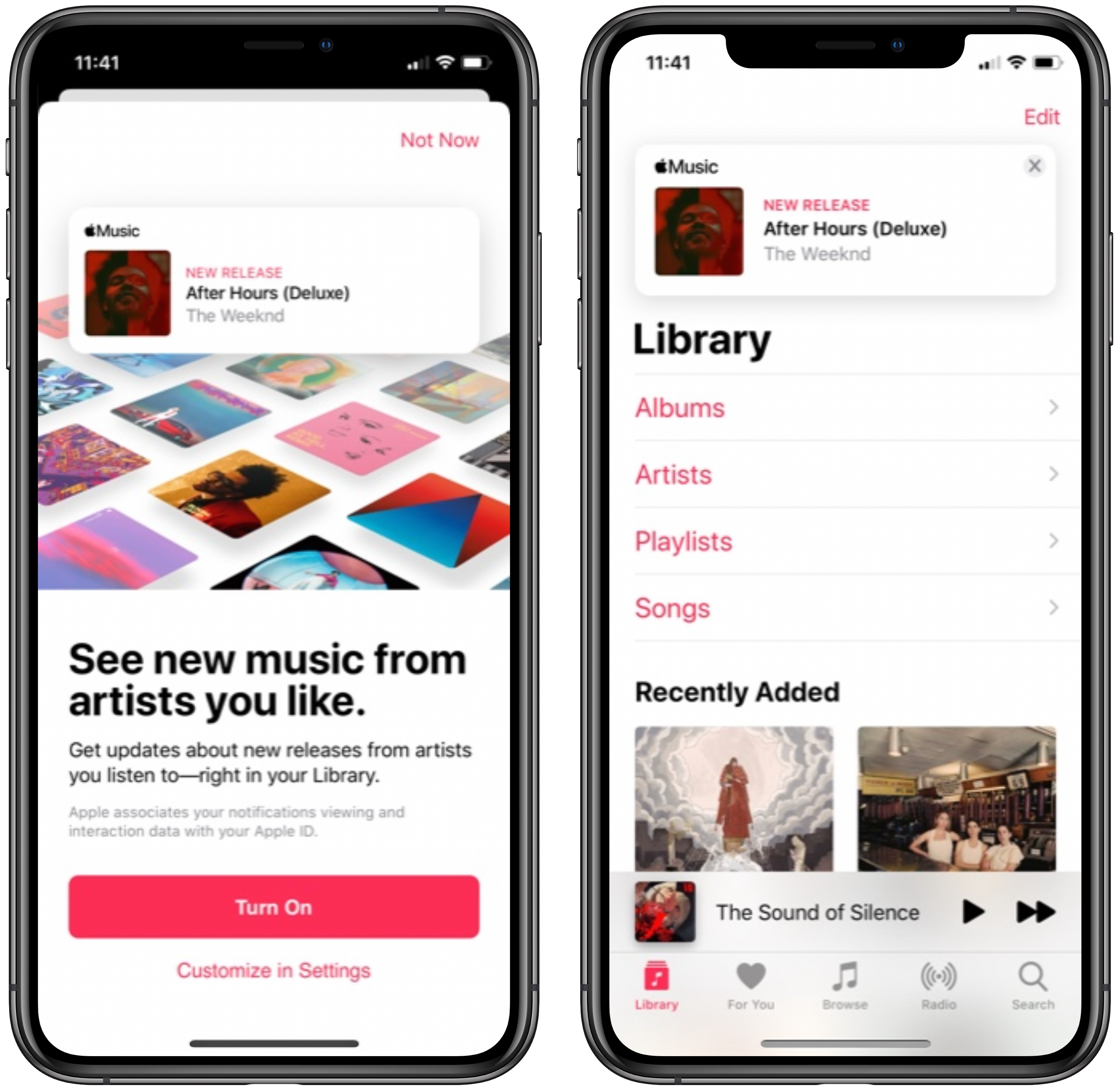 Visualize álbuns, playlists e muito mais no Música no iPhone