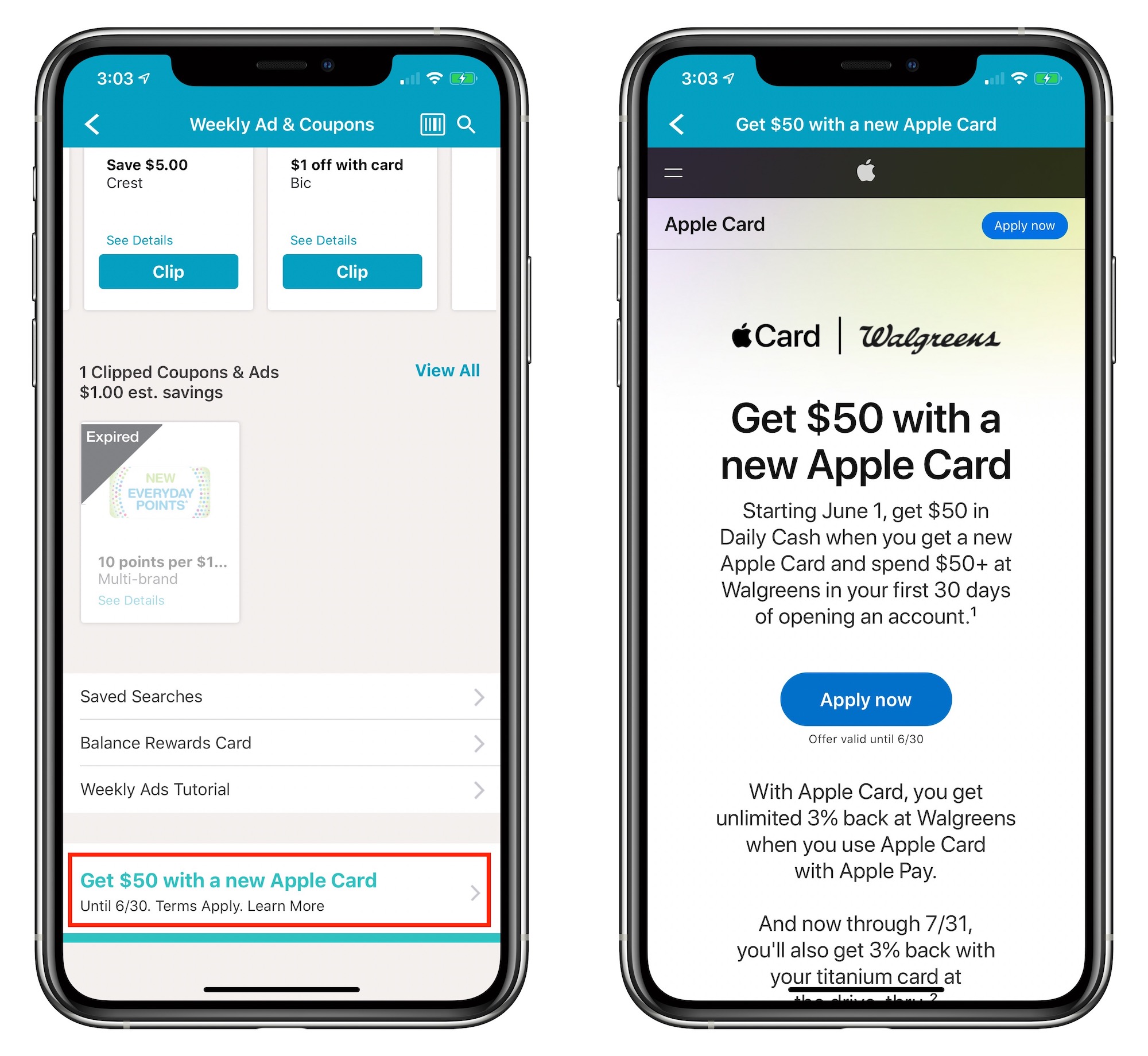 walgreens apple card 50 bonus