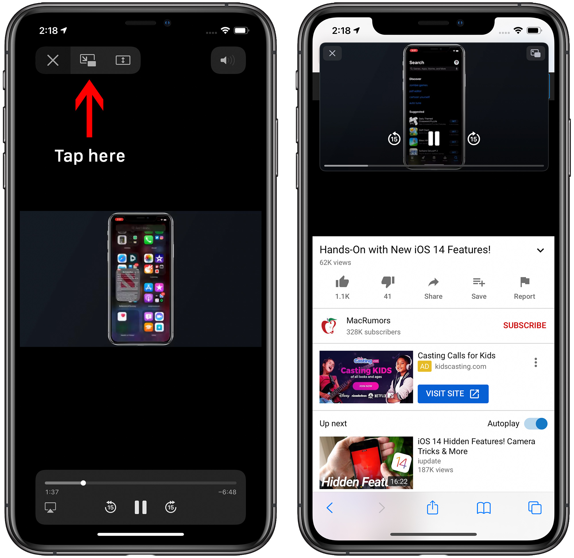 How To Use Ios 14 S Picture In Picture Mode To Watch Youtube Videos Macrumors