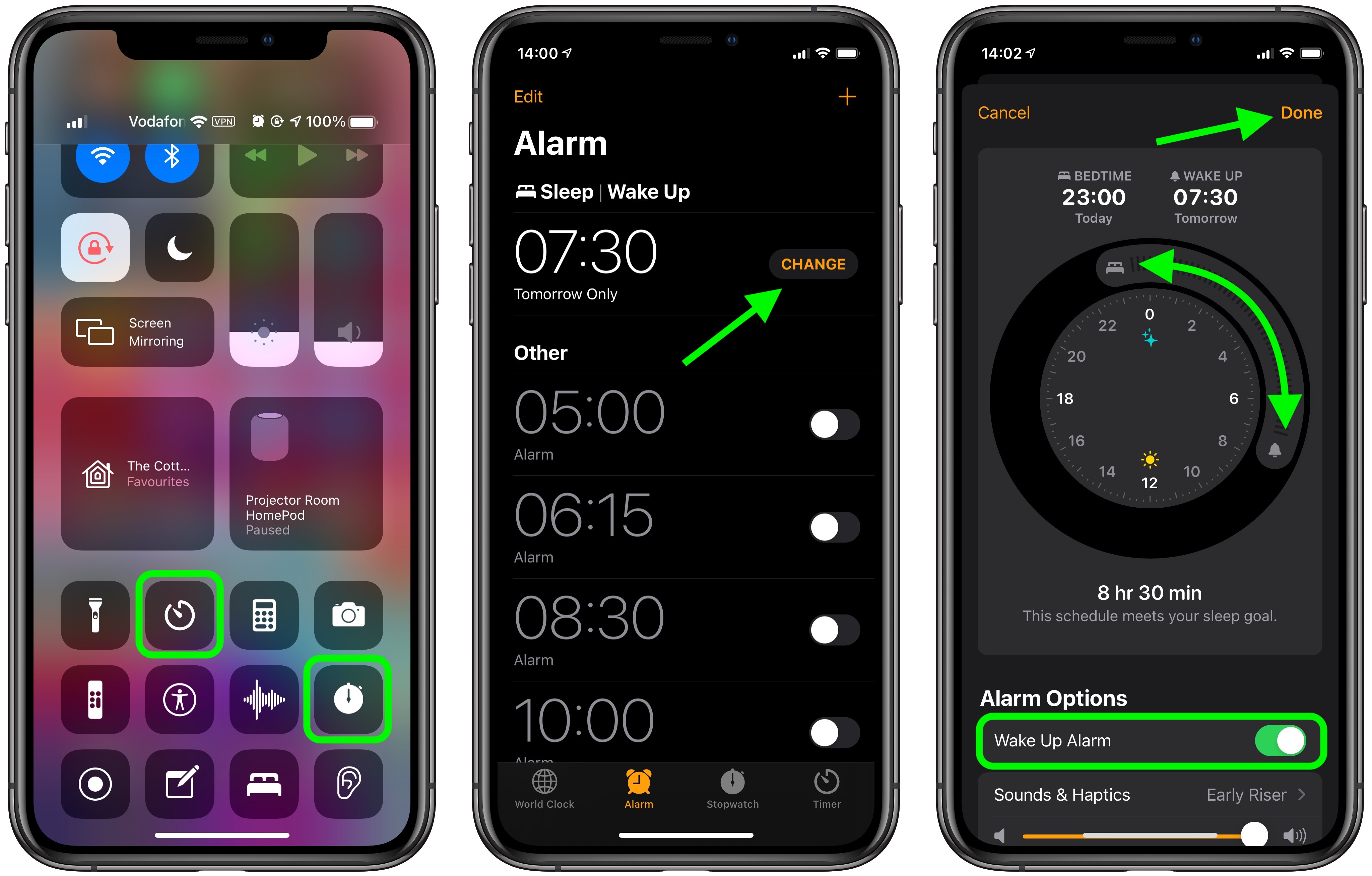 how to set alarm on iphone