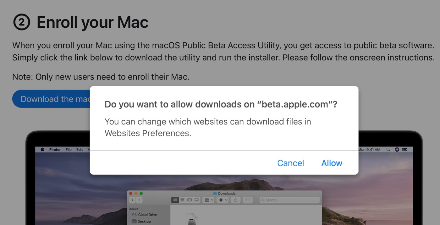 download the macos public beta access utility