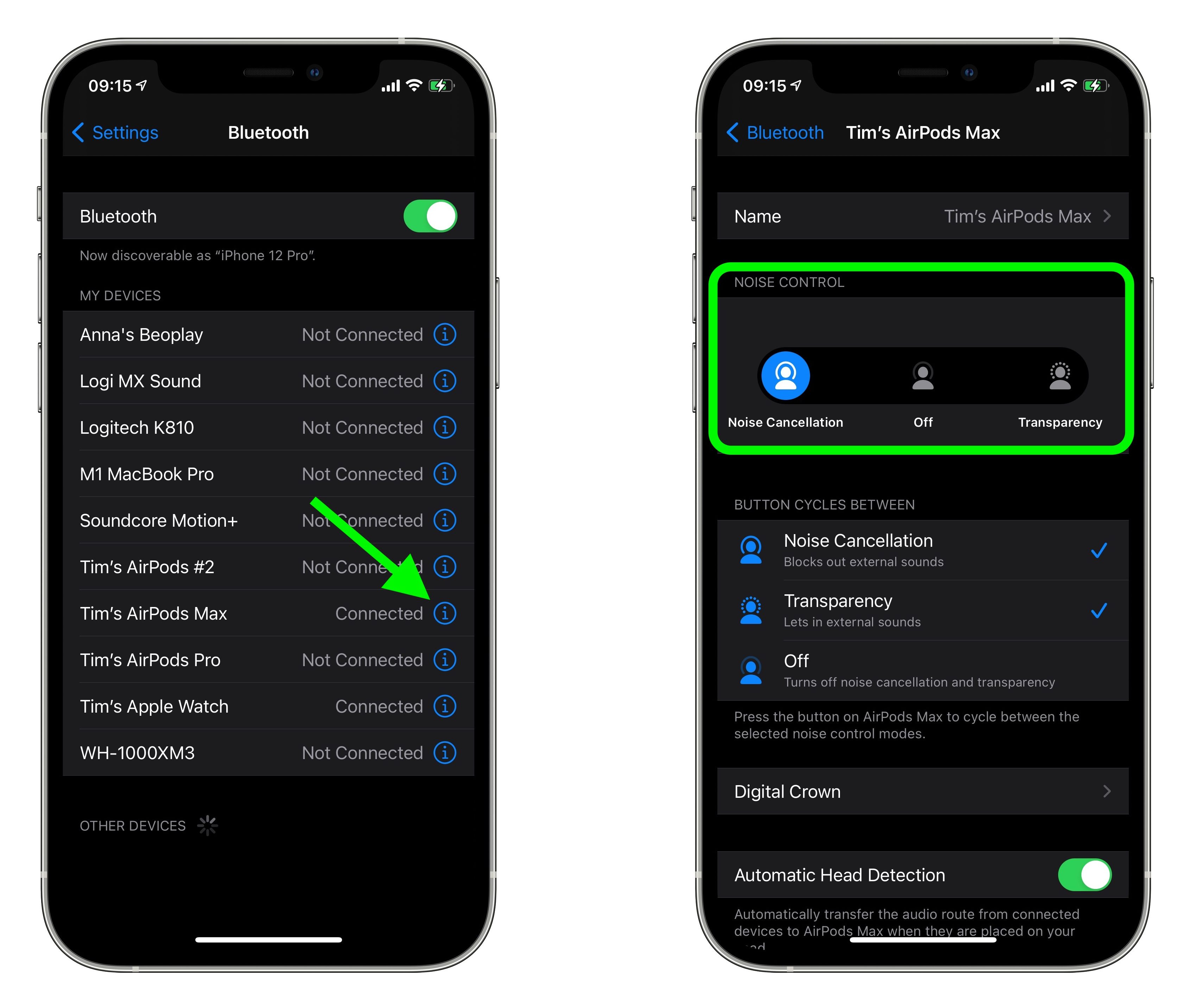 Noise cancelling airpods discount setting