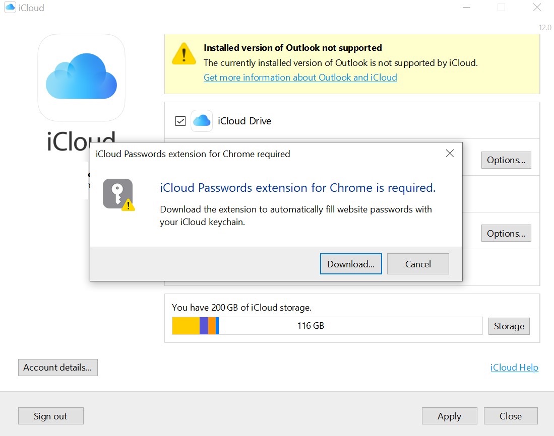 icloud password extension windows