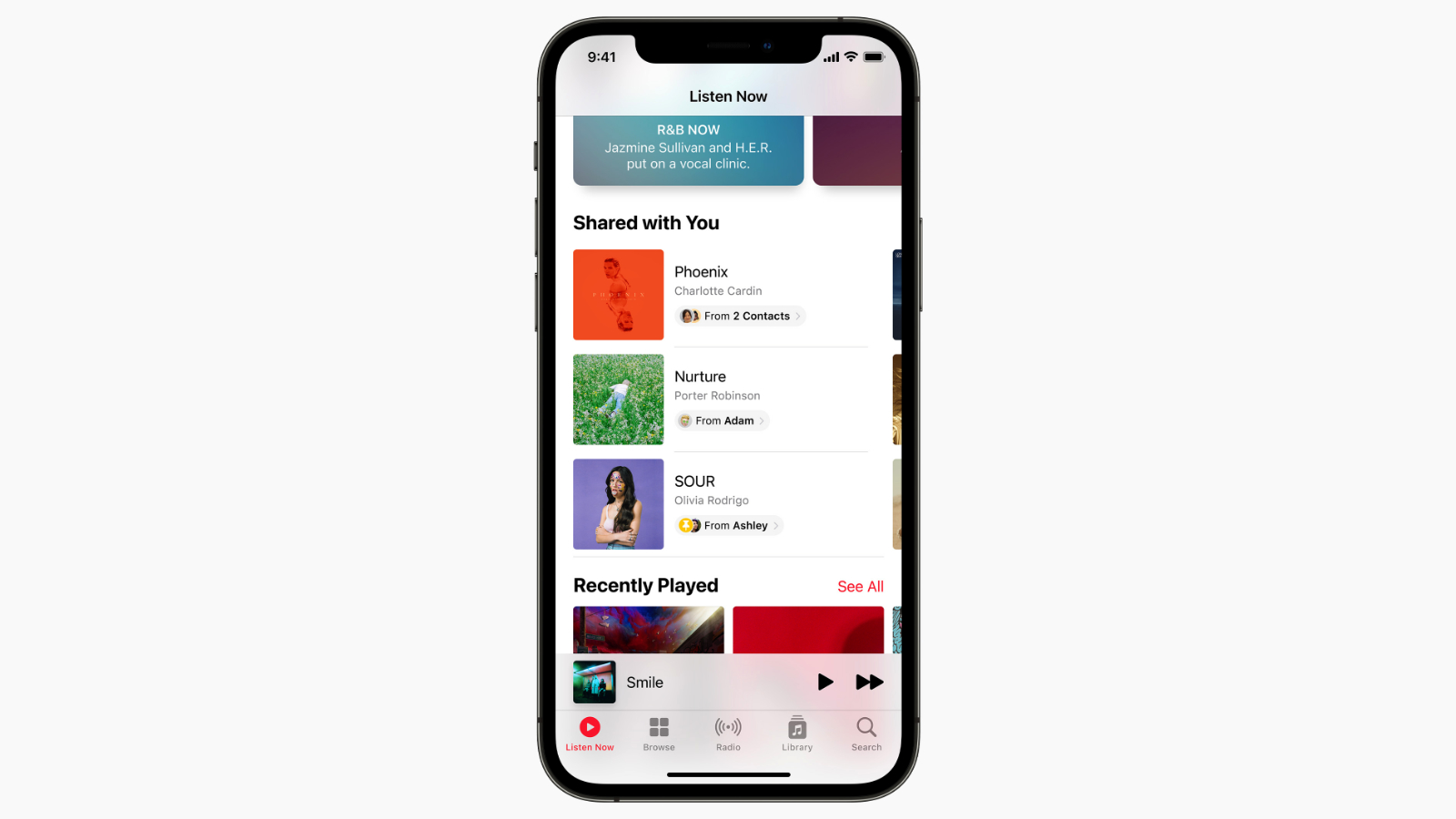 musique ios15 partagée avec vous