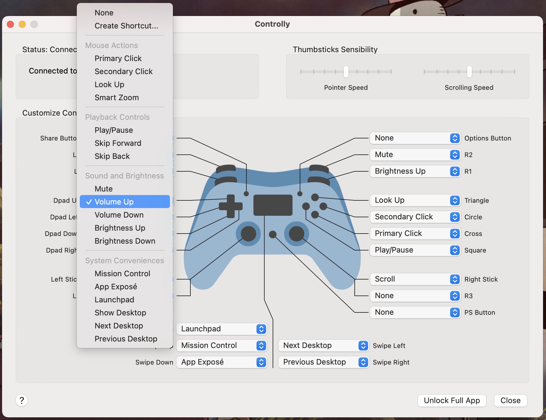 controlly key mapping options