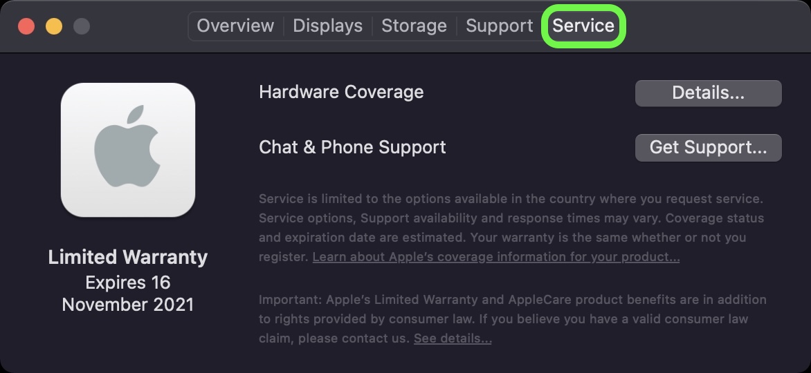 What does apple warranty cover for macbook pro wall ball