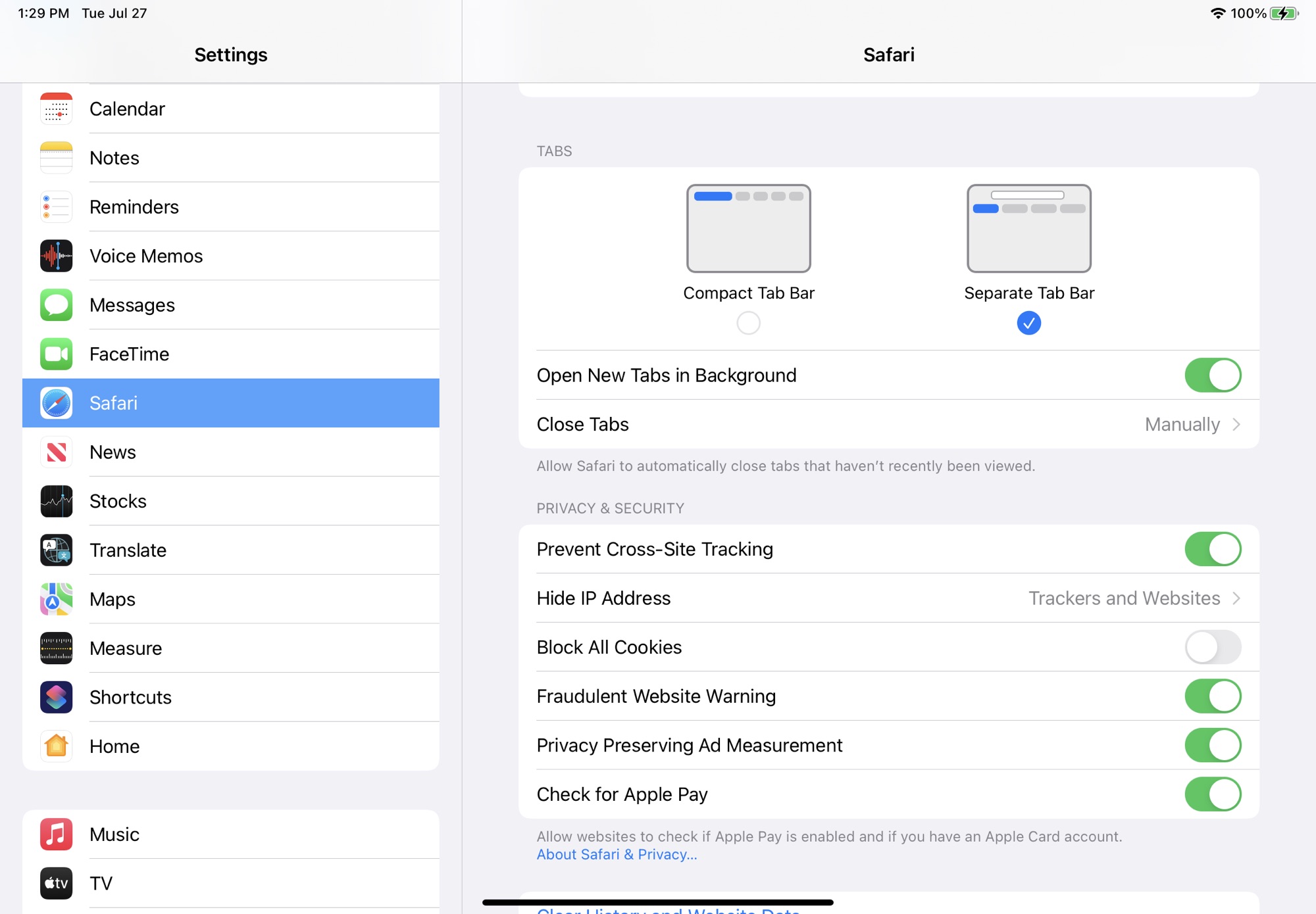 safari ipados 15 controls