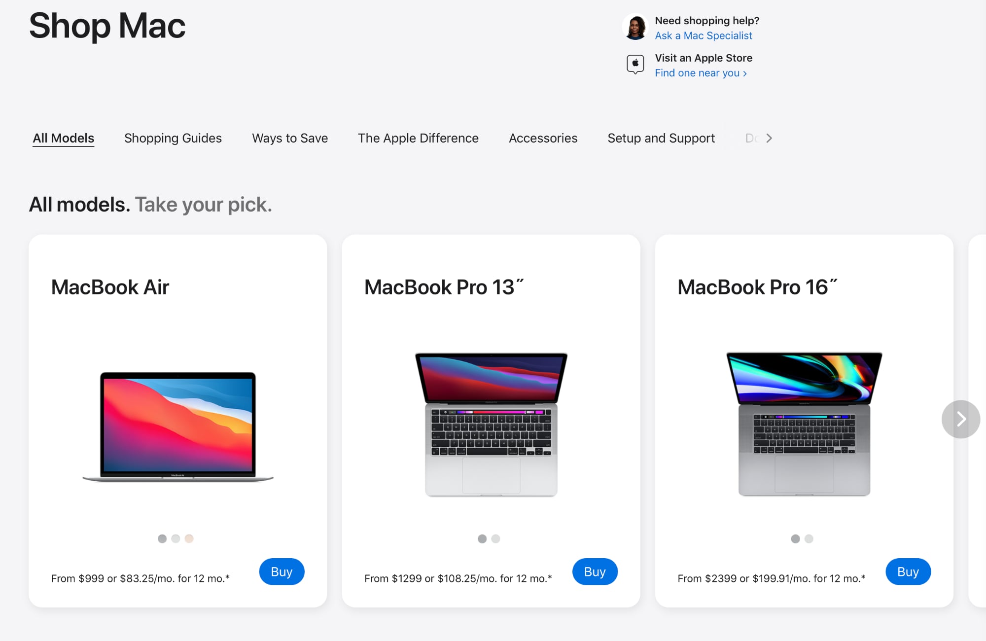 apple store redesign mac section