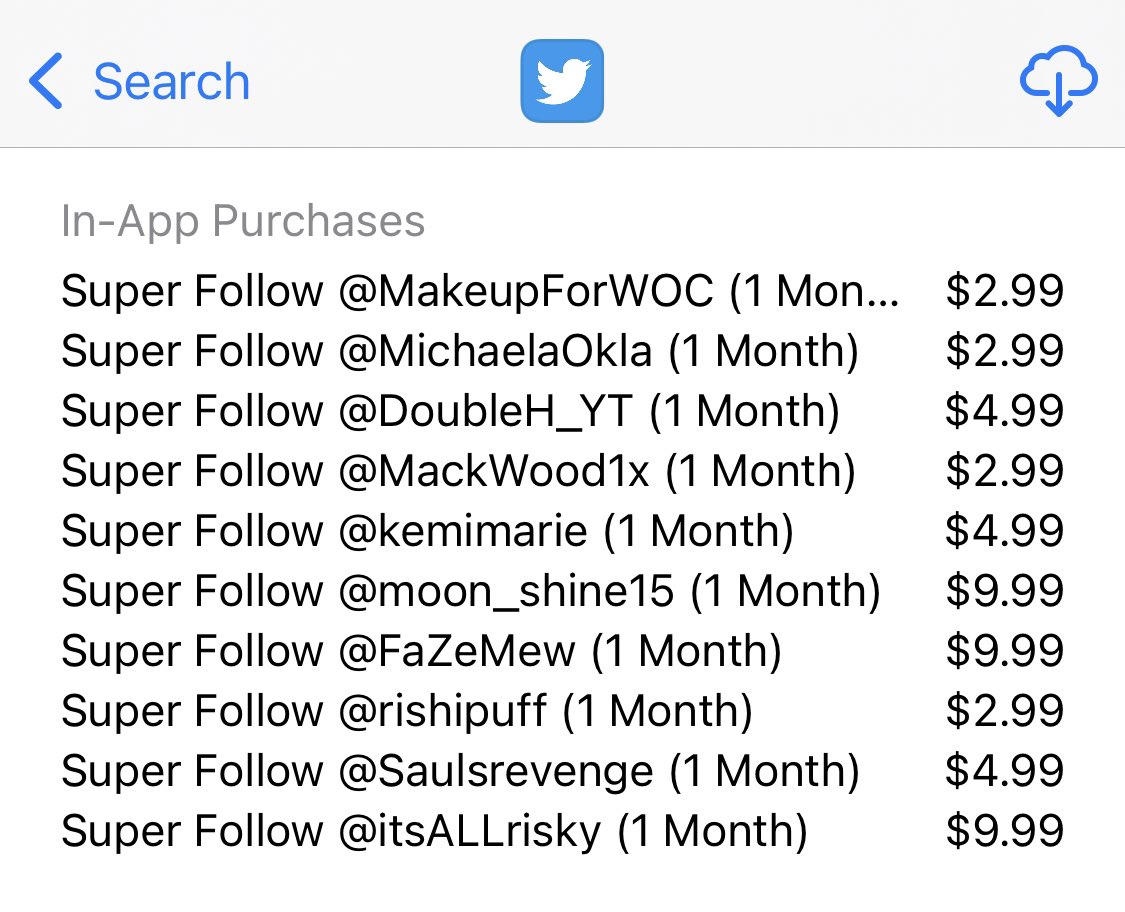 twitter super follows app store