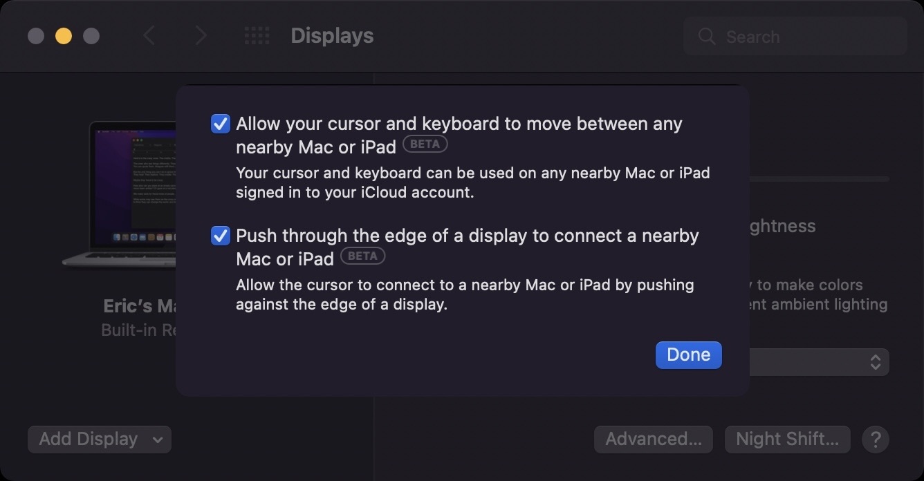 photo of Universal Control Remains Unavailable in macOS Monterey Beta 10, But Now Has 'Beta' Label image