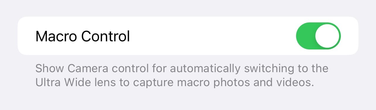 macro control ios 15 2 beta 3