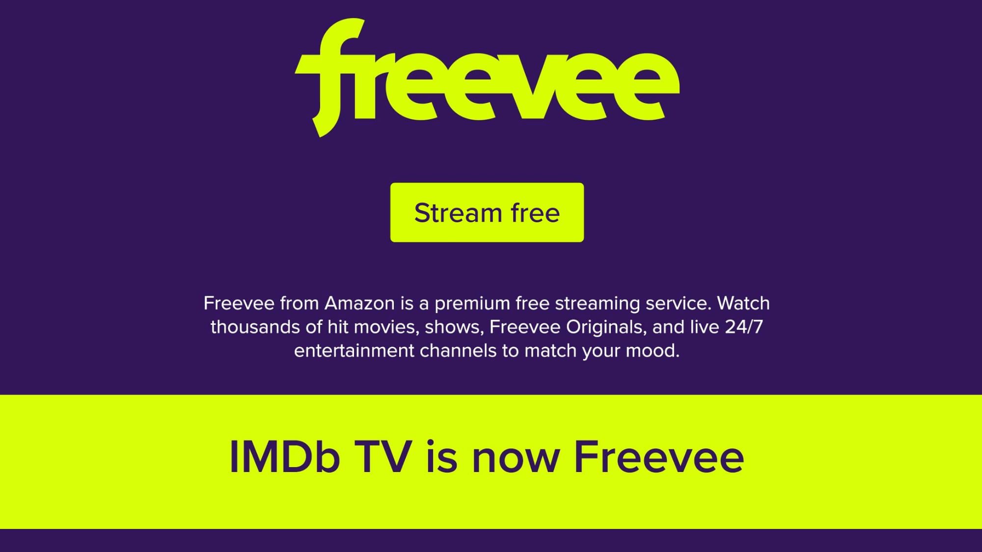 Rebrands IMDb Streaming Service as Freevee