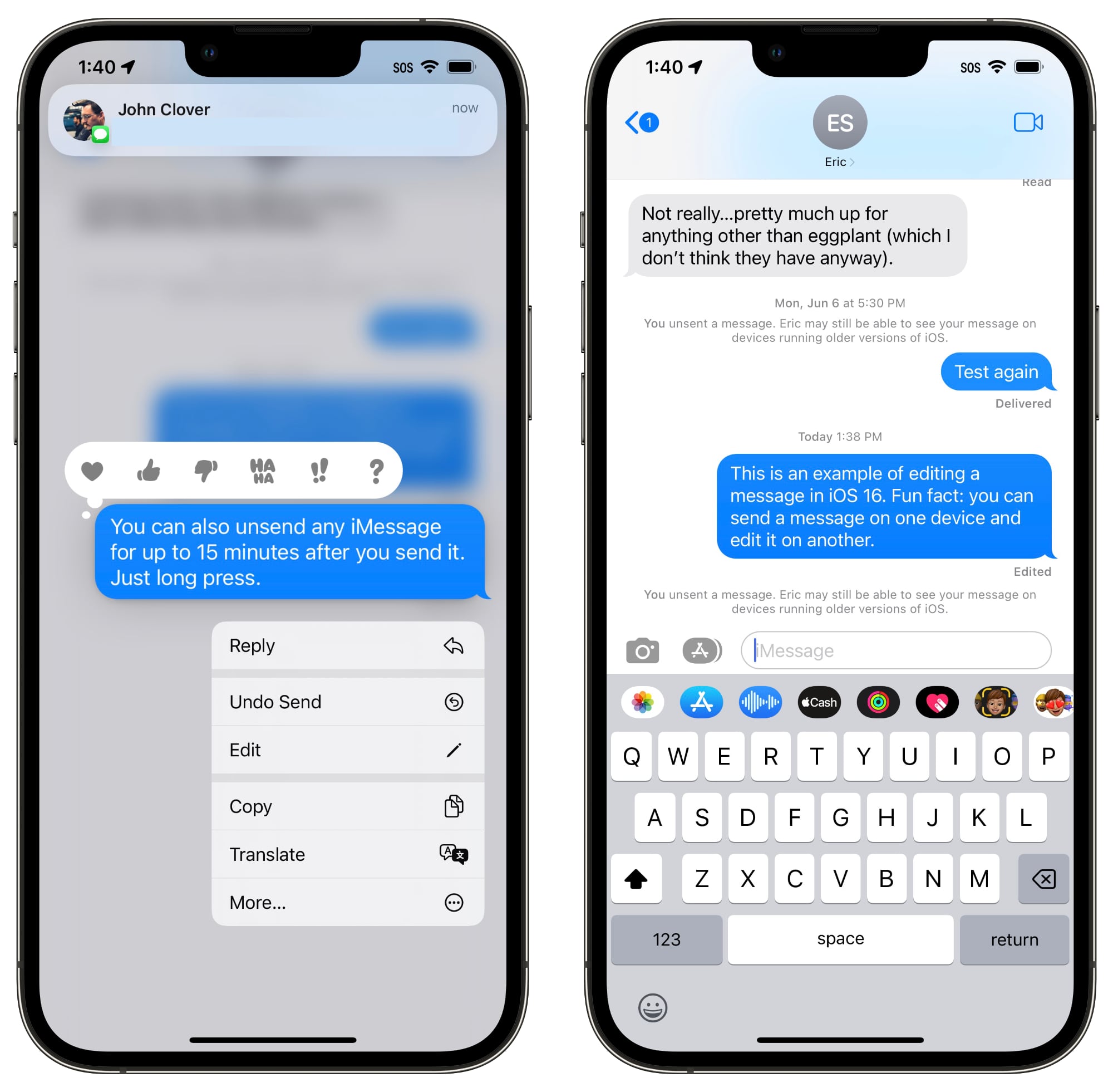 messages undo send ios 16