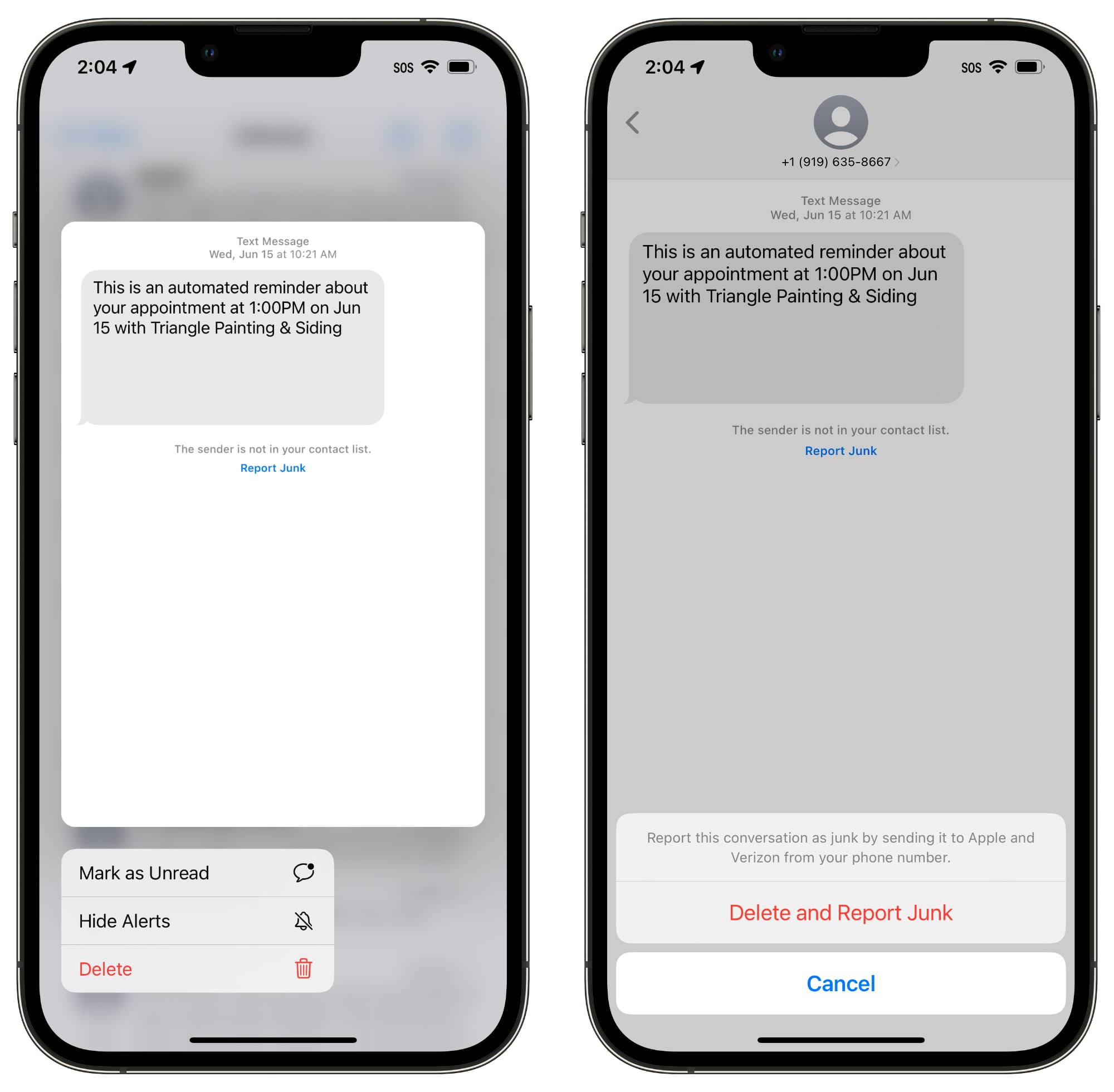 Apple’s Junk Message Reporting Now Covers SMS for Select U.S Carriers in iOS 16