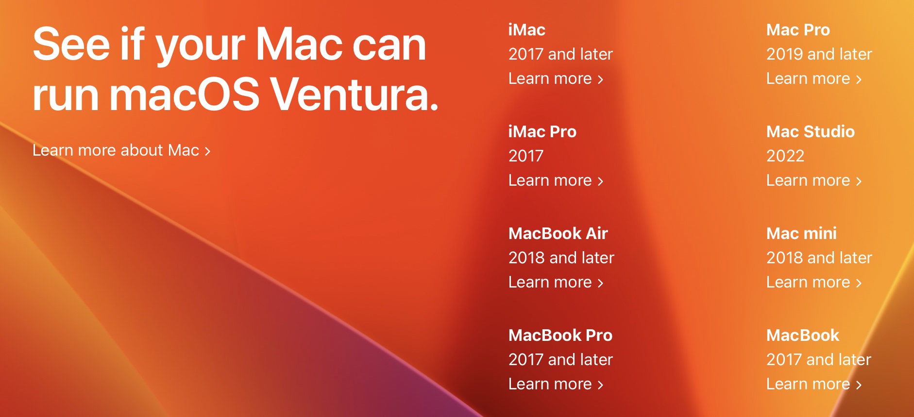 ventura macs supported