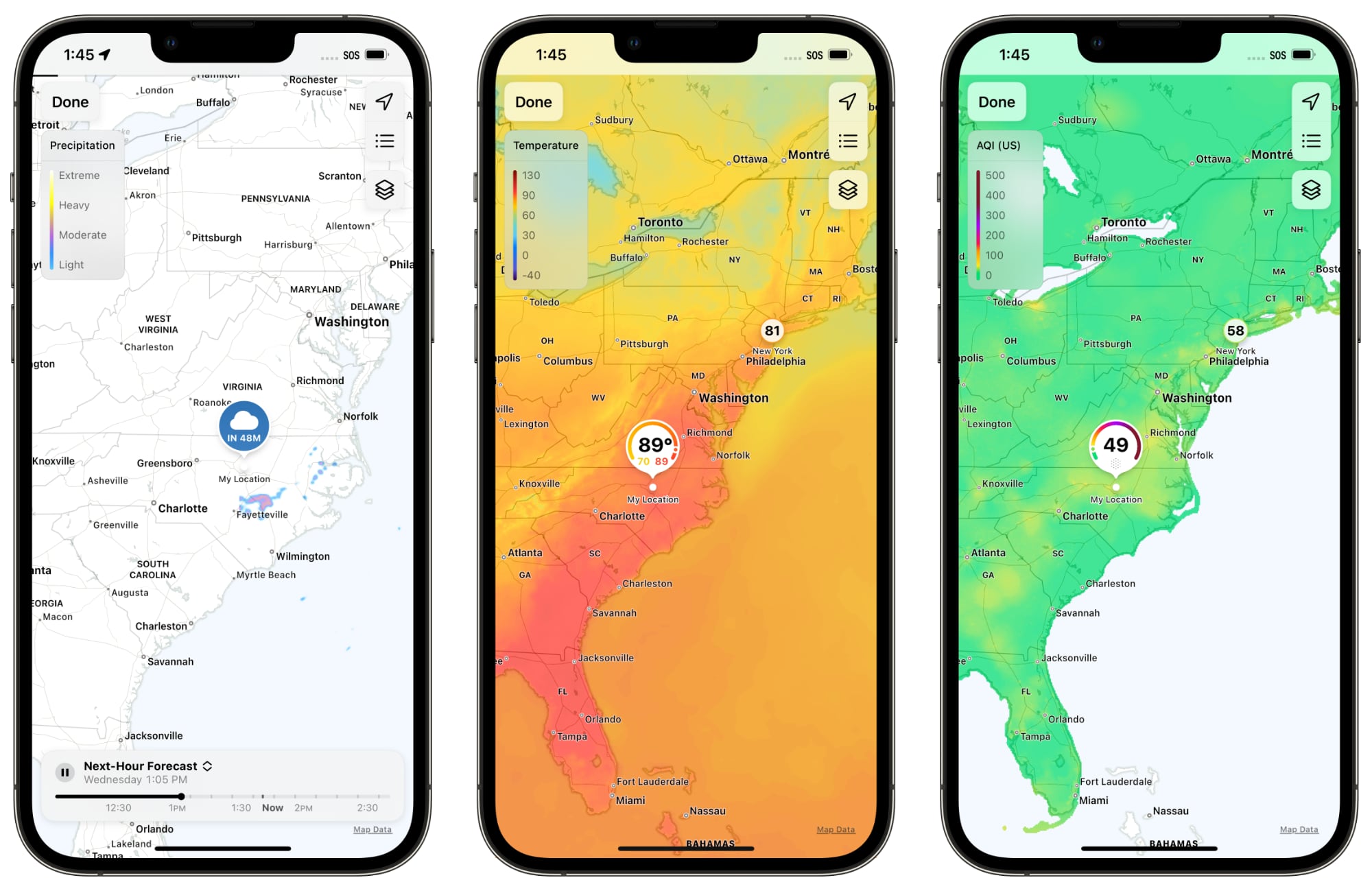 weather precipitation heat maps ios 16