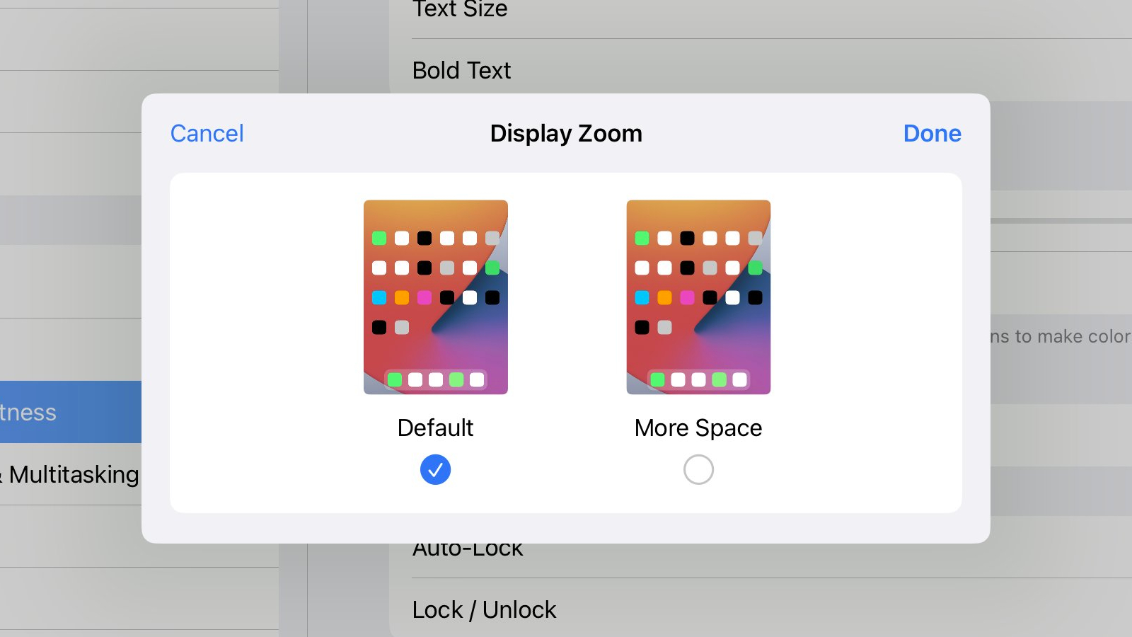 Display Zoom More Space iPadOS 16