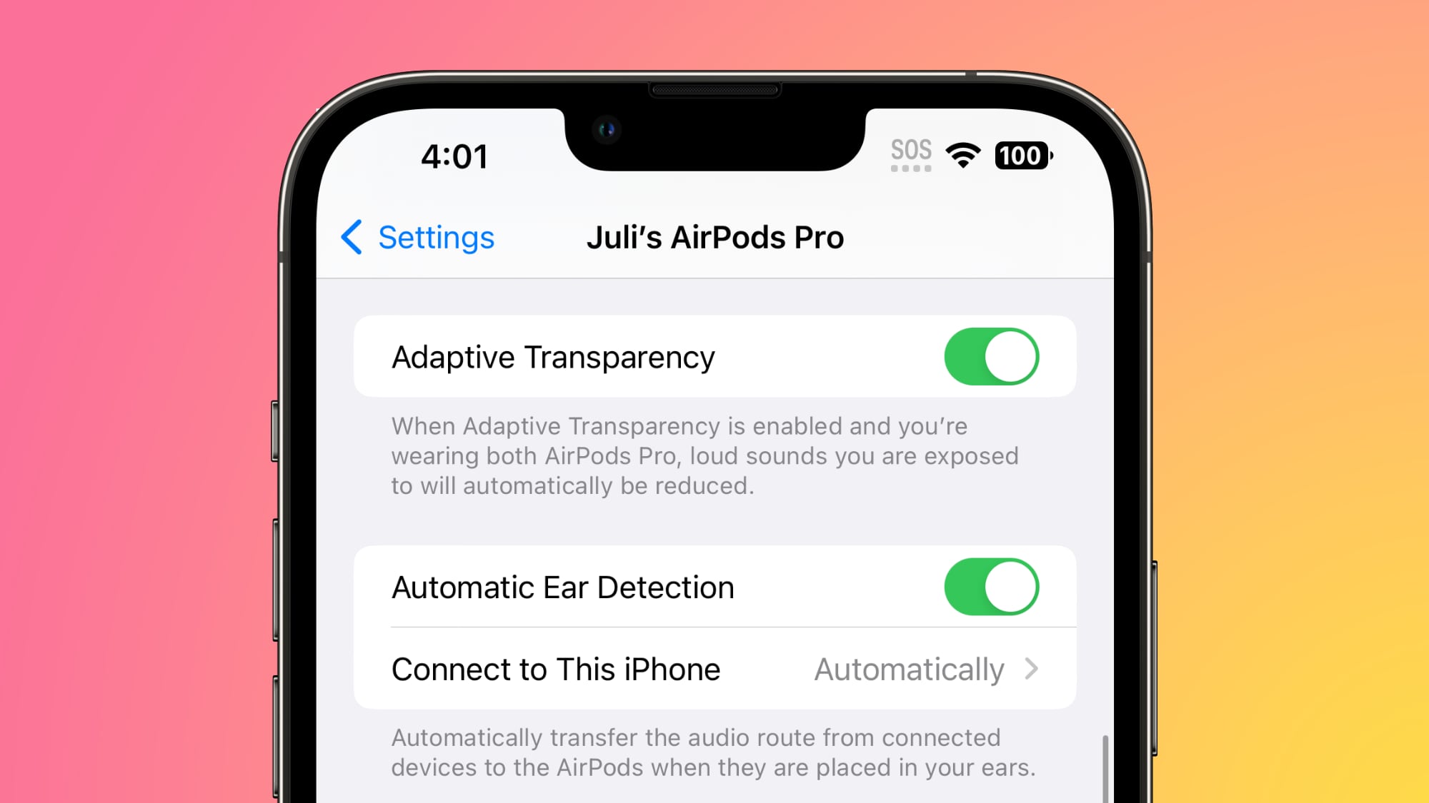 Latest iOS 16.1 Beta Removes Adaptive Transparency Toggle for Original AirPods Pro, Confirming Bug