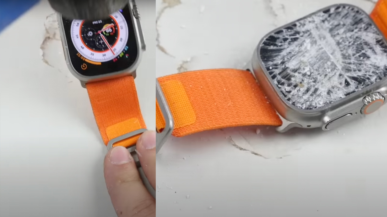photo of YouTuber Tests Apple Watch Ultra Durability With a Hammer: Table Breaks Before the Watch image