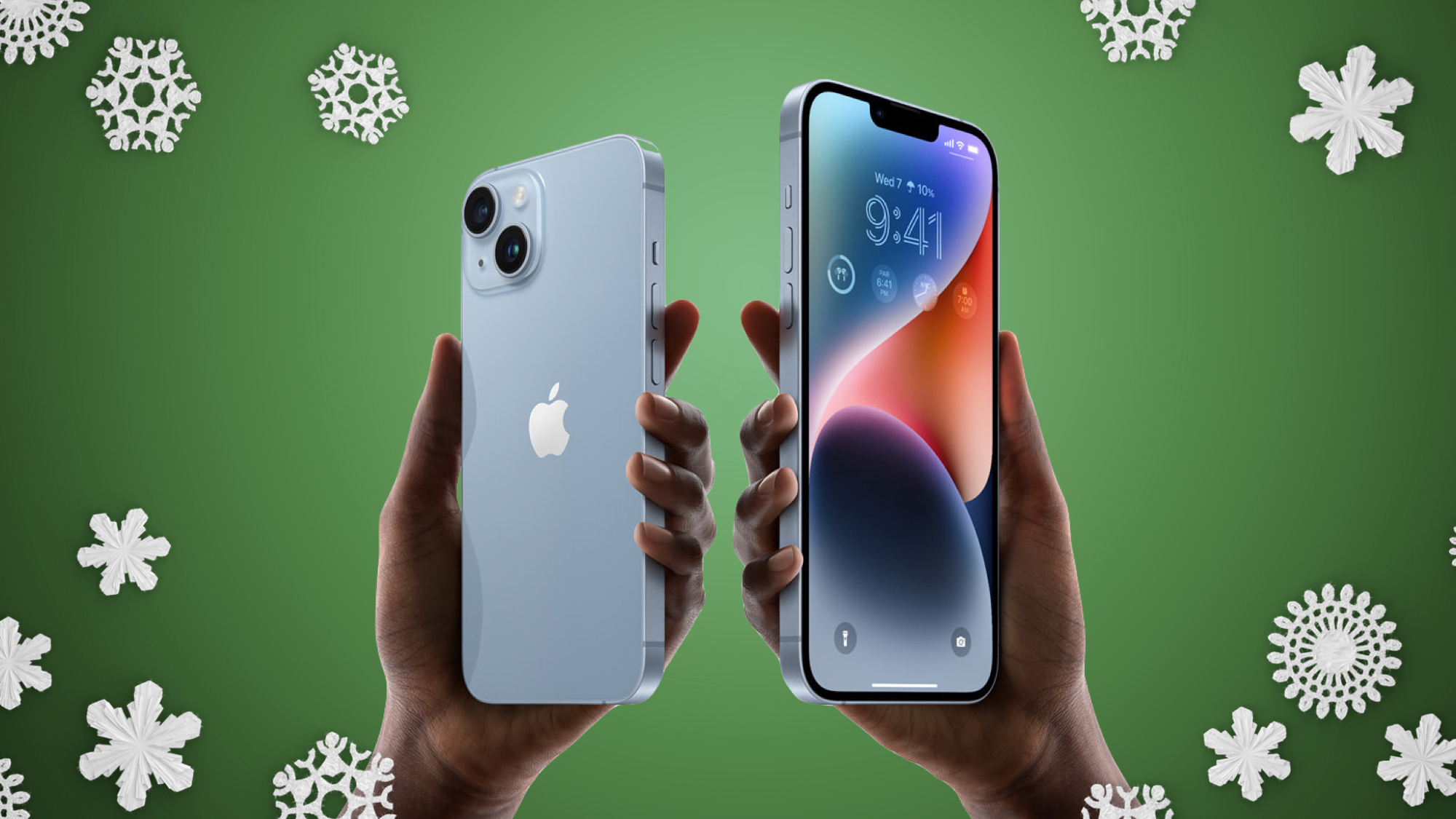 iphone 14 hands snowflakes