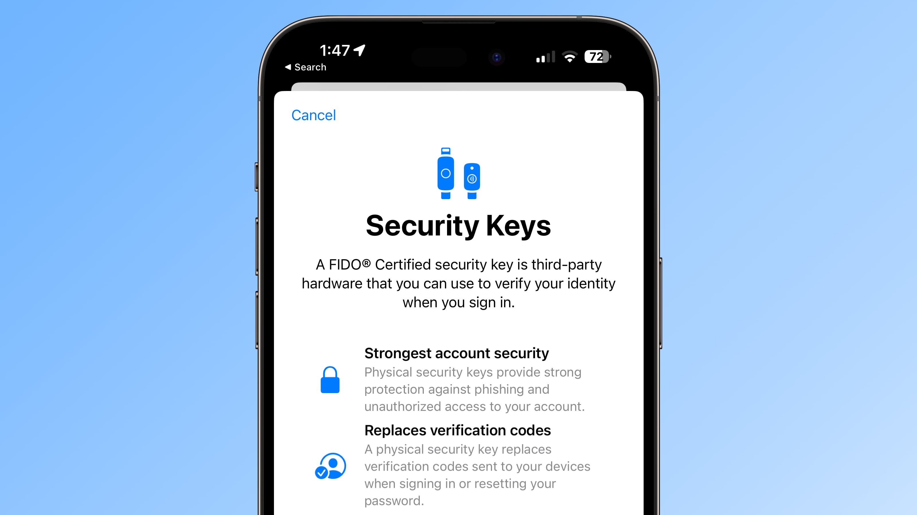 ios 16 3 security keys info