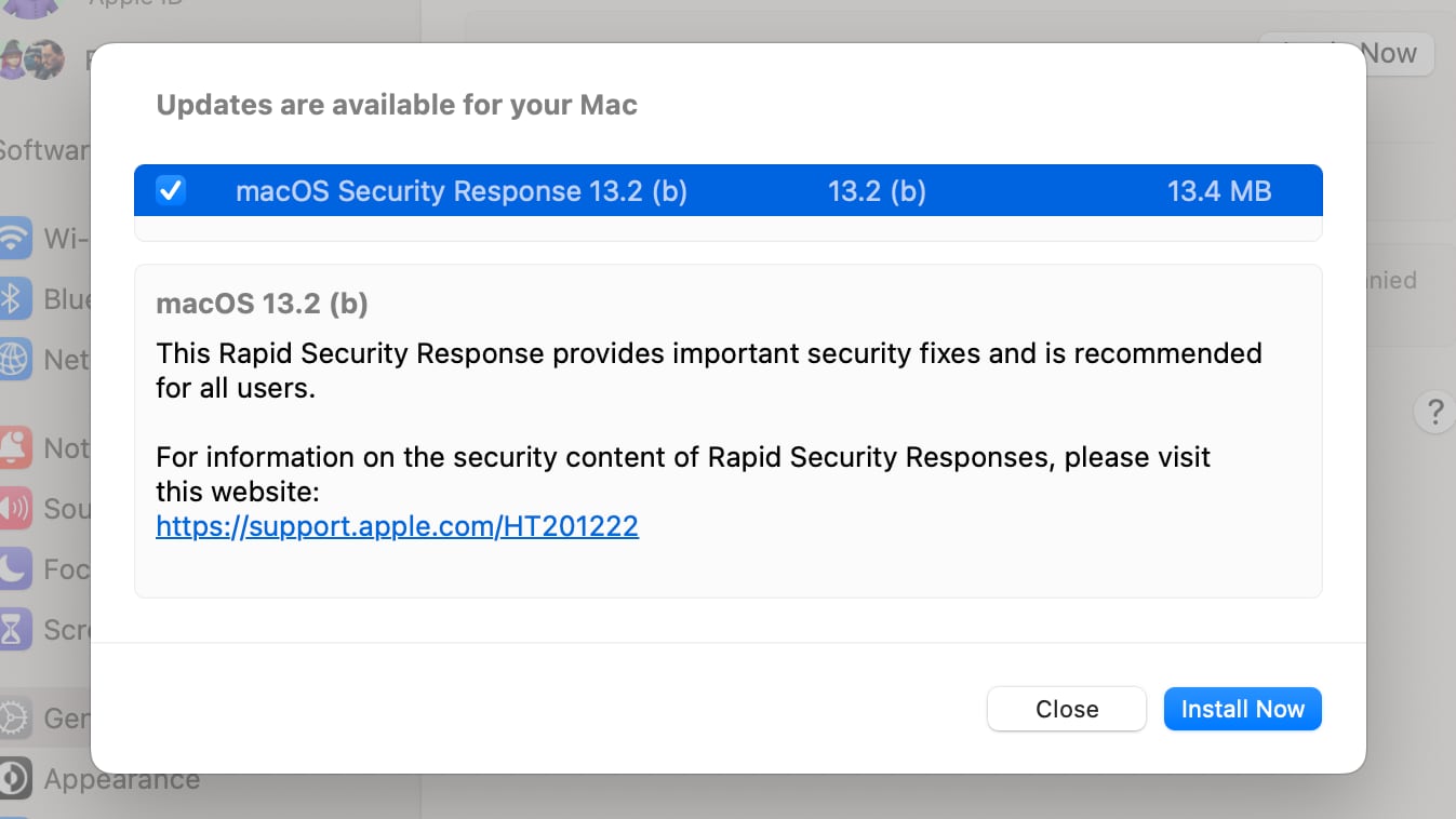 Apple Releases Second Rapid Security Response Update for macOS Ventura 13.2 Beta