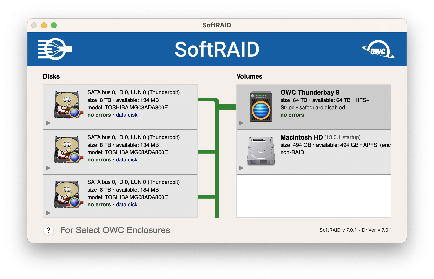 owc thunderbay screenshot softraid