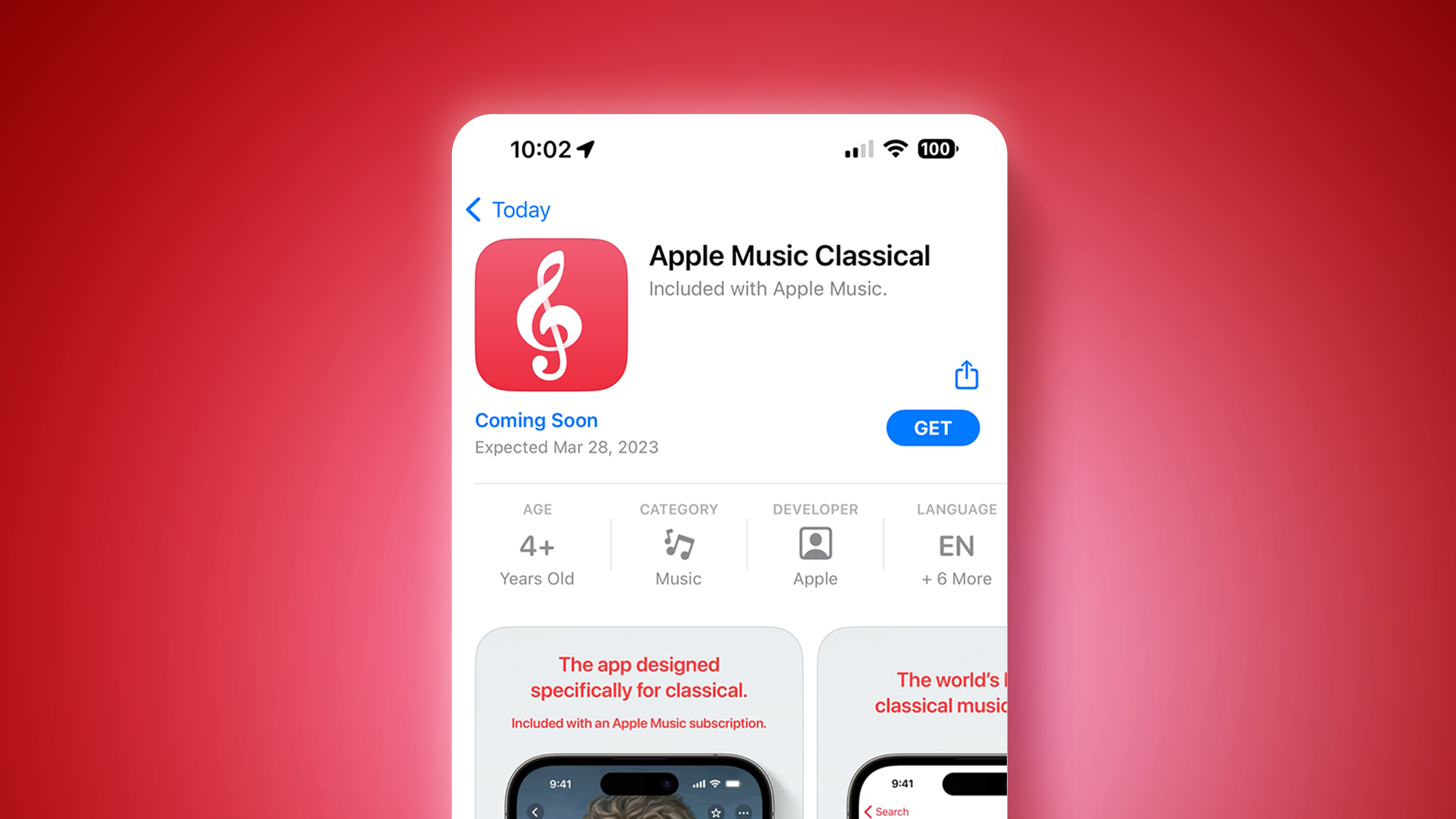 Apple Music Classical Now Available for Pre-Order on the App Store, Launches Later This Month