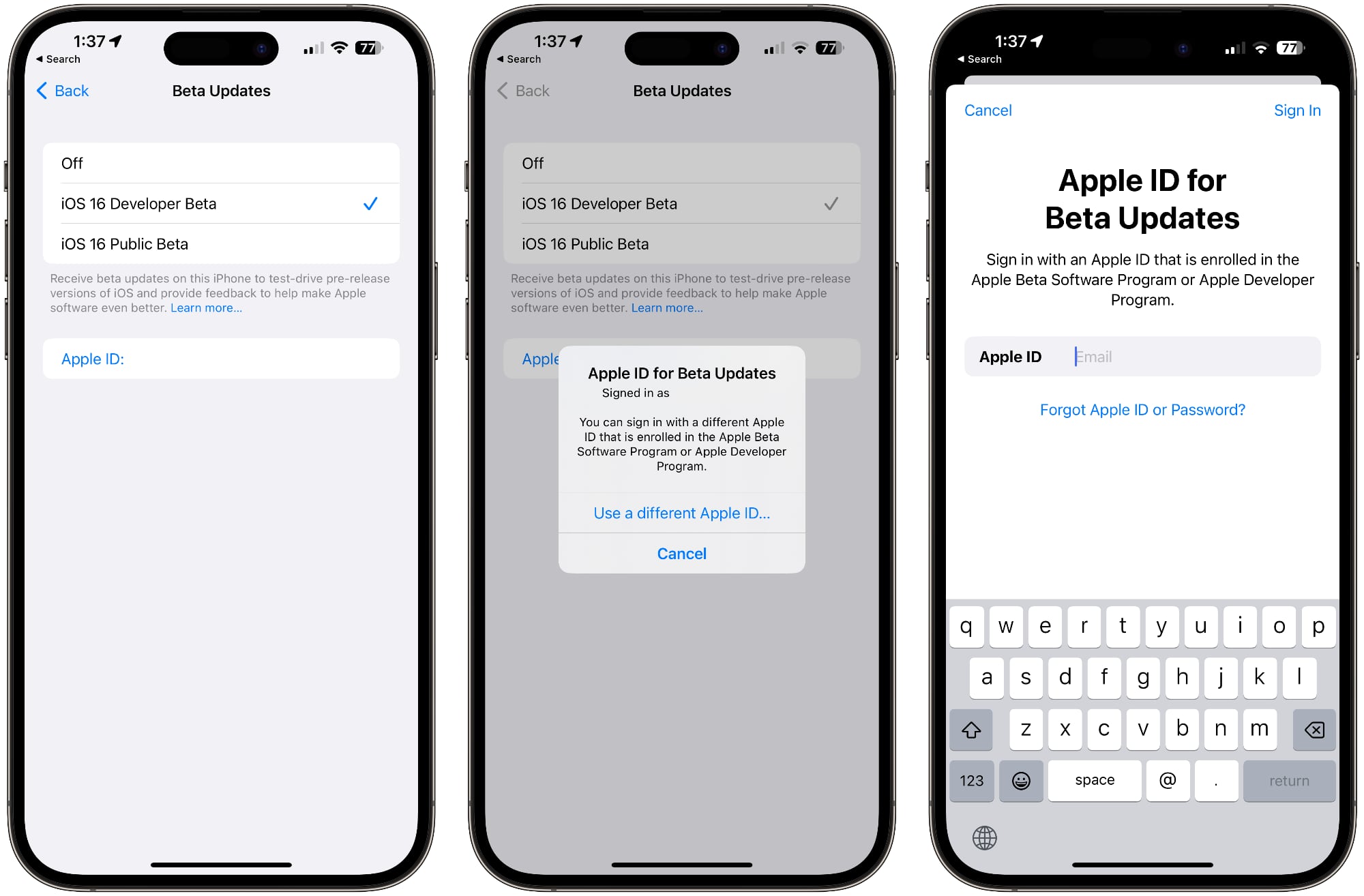 iOS 16.4 Will Let You Specify an Apple ID to Use for Beta Access