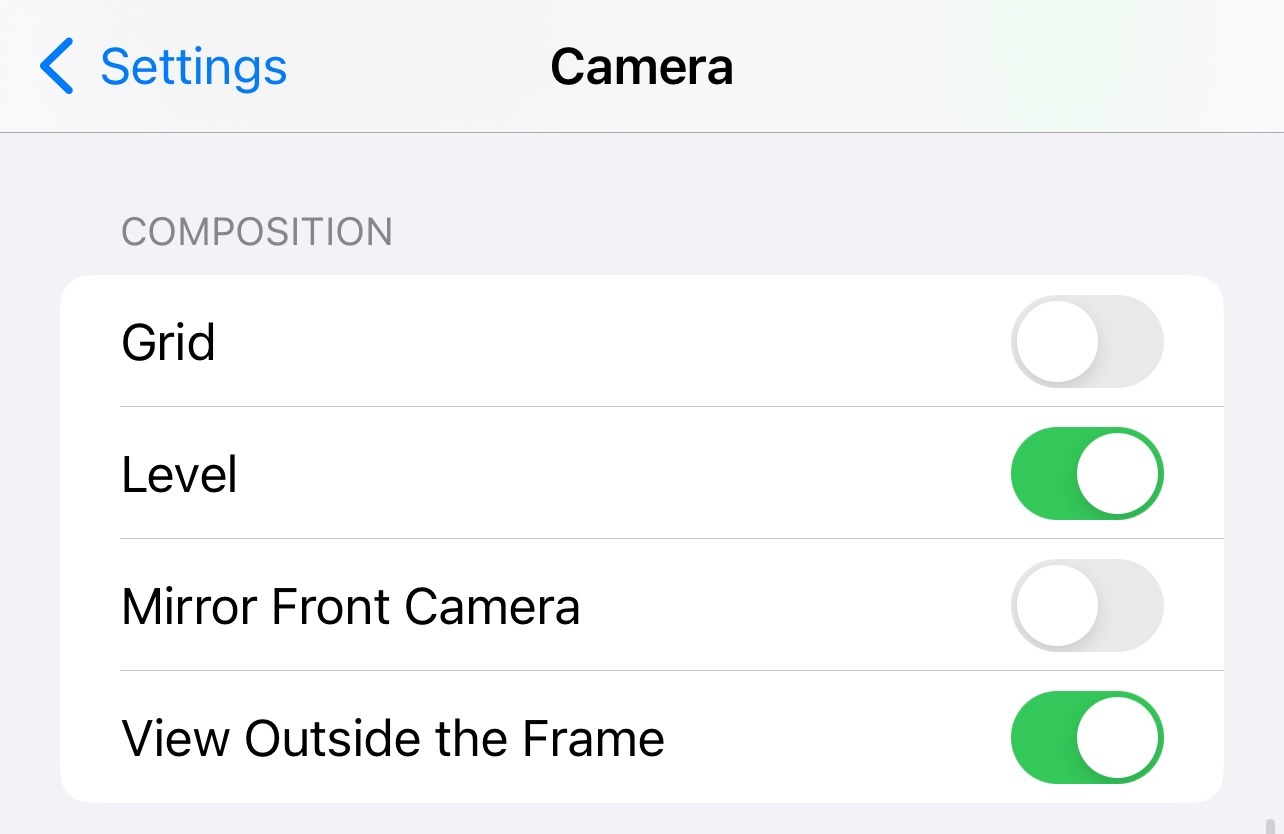 ios 17 camera level setting