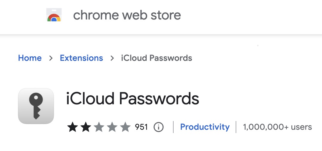 icloud passwords extension