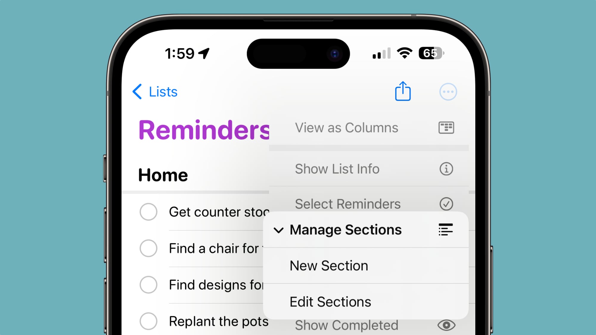 reminders sections